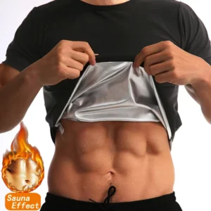 Men’s Sauna Sweat Short-Sleeve Shirt – Heat-Trapping Fitness & Waist Slimming Top