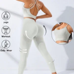 Women’s 2-Piece Seamless Yoga Set – Leggings & Thin-Strap Sports Bra