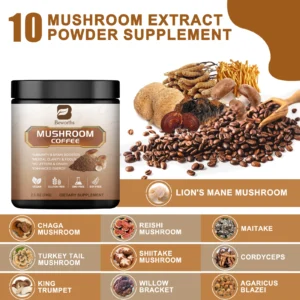 BWEORTHS 120g Mushroom Coffee – Supports Immunity, Focus & Memory, Non-GMO
