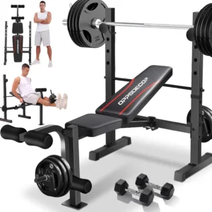 600LB Adjustable Weight Bench with Squat Rack and Leg Extension for Home GymE-commerce friendly